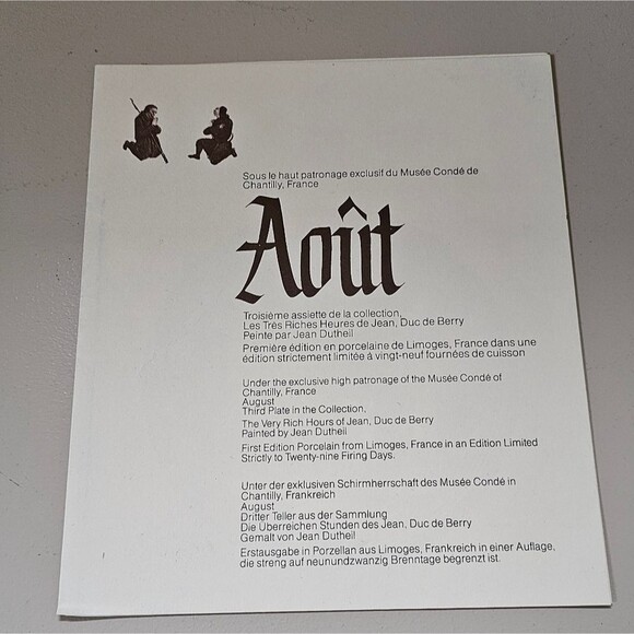 D'Arceau Limoges Le Tres Riches 1987 JANVIER January Ltd Ed Plate - Picture 5 of 6